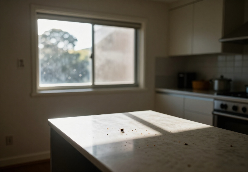 Cockroaches in a Liverpool kitchen before treatment